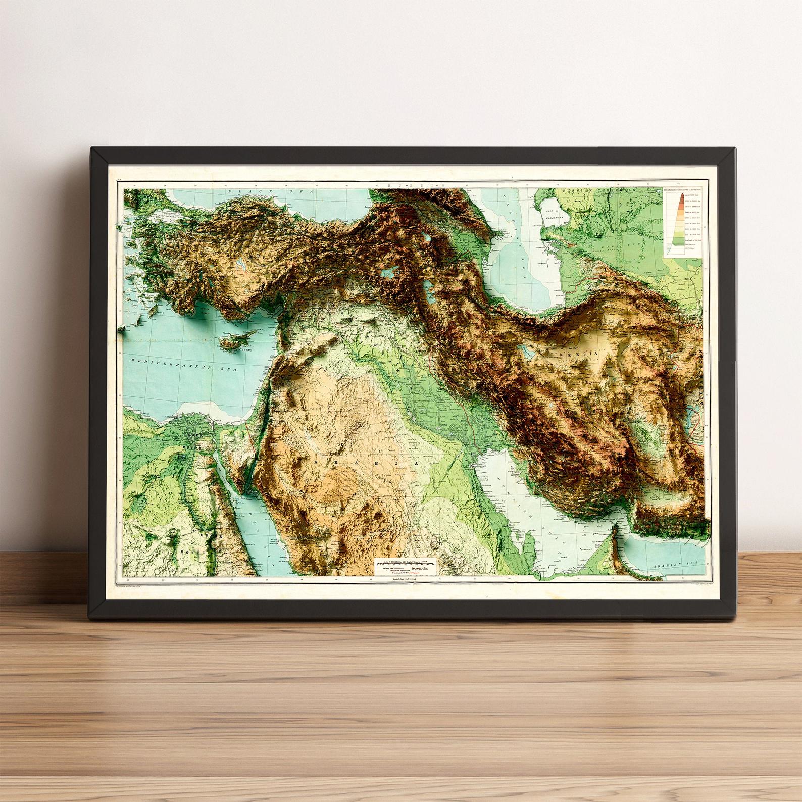 Image showing a vintage relief map of the Middle East