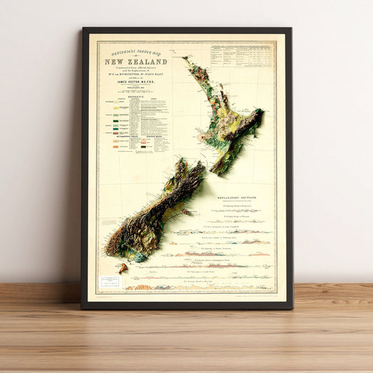 Image showing a vintage relief map of New Zealand