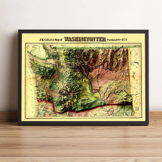 Image showing a vintage relief map of Washington State