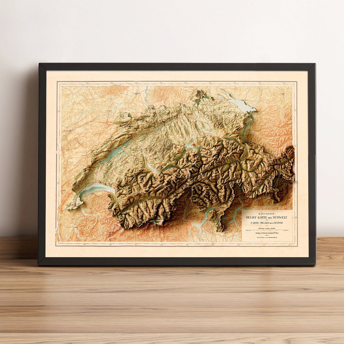 Image showing a vintage relief map of Switzerland