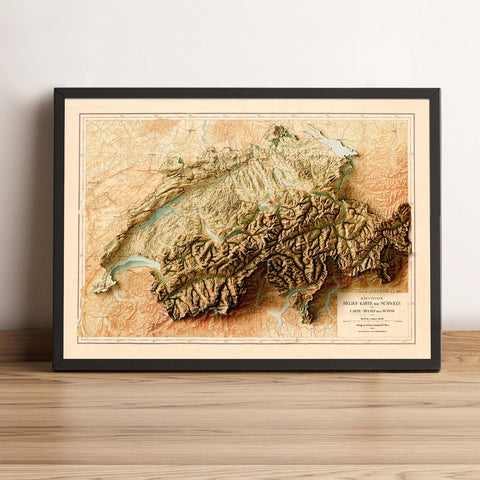 Image showing a vintage relief map of Switzerland
