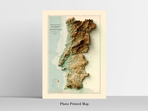 Image showing a vintage relief map of Portugal