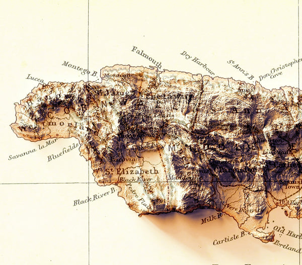 Image showing a vintage relief map of Jamaica