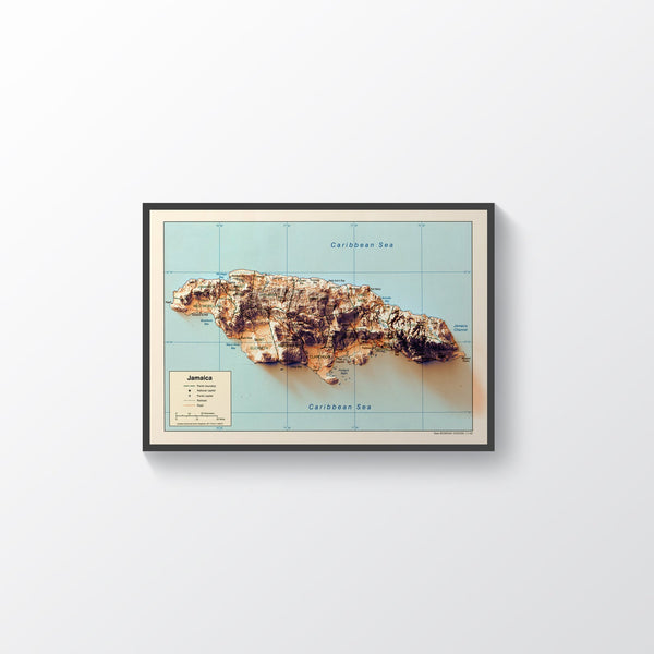 Image showing a vintage relief map of Jamaica