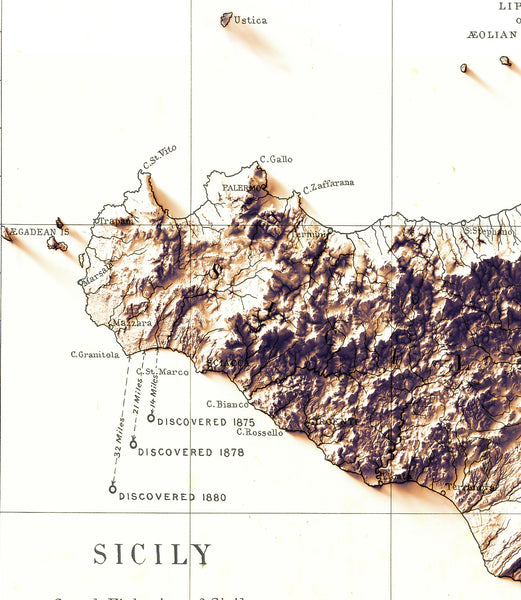 Image showing a vintage relief map of Sicily, Italy