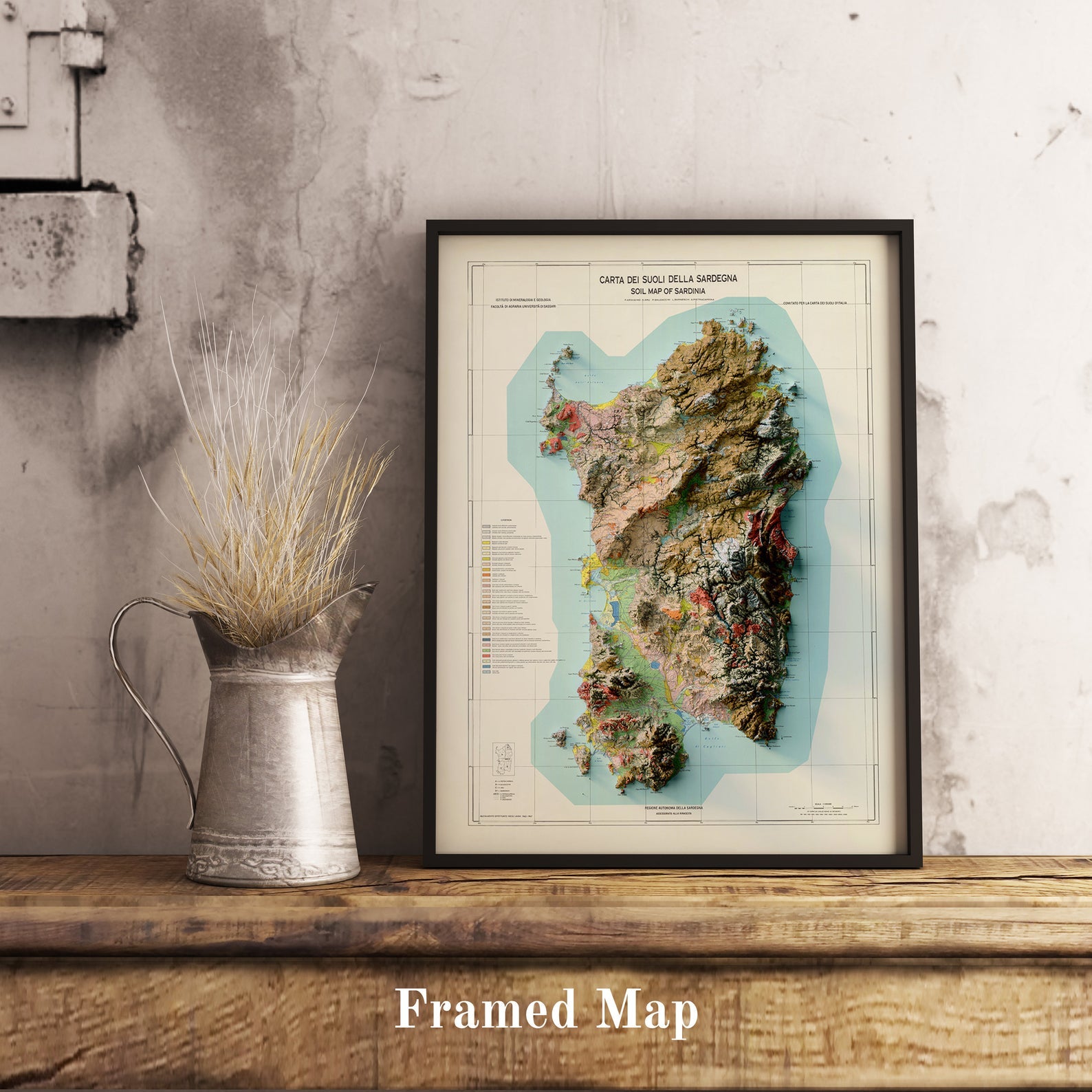 Image showing a vintage relief map of Sardinia, Italy