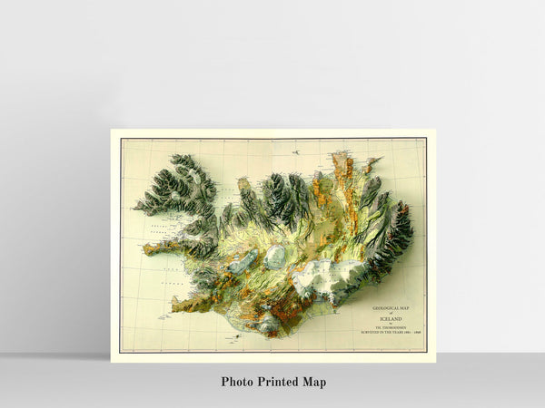 Image showing a vintage relief map of Iceland