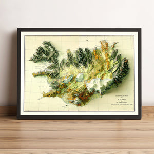 Image showing a vintage relief map of Iceland