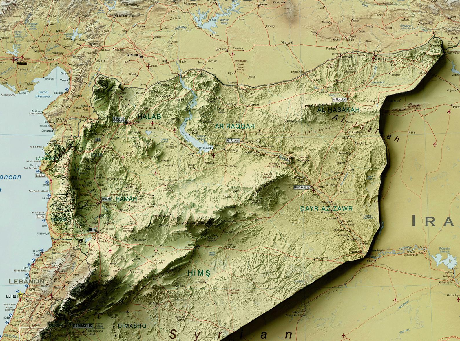 Image showing a vintage relief map of Syria