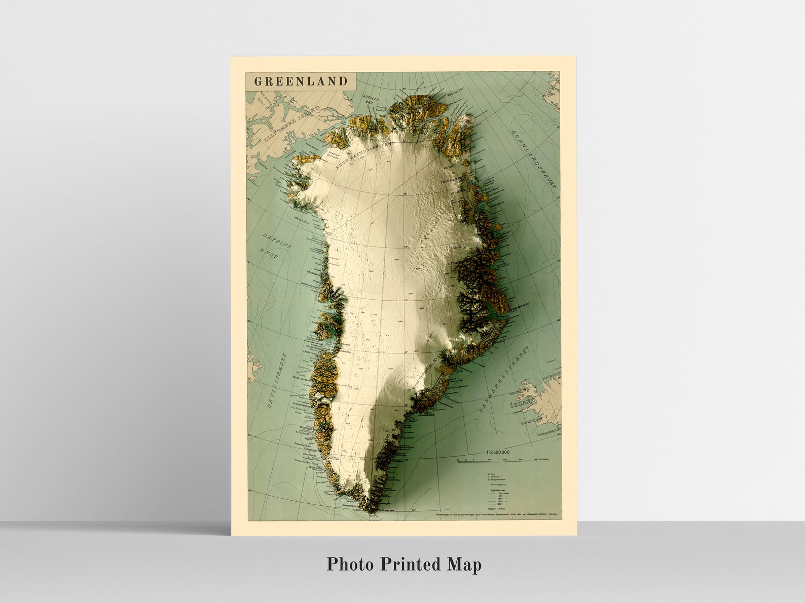 Image showing a vintage relief map of Greenland