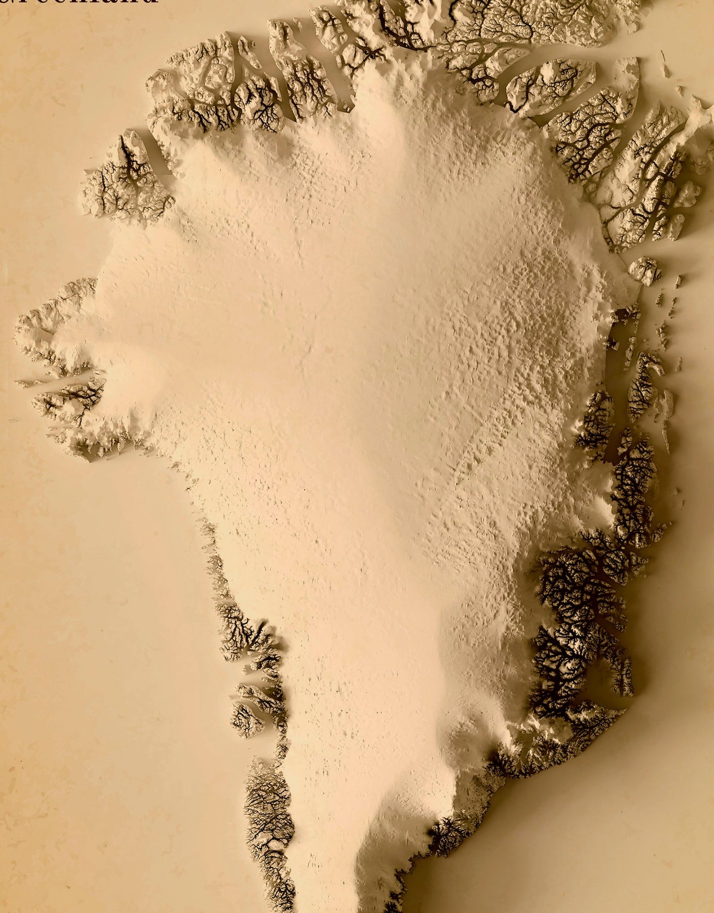 Image showing a vintage relief map of Greenland