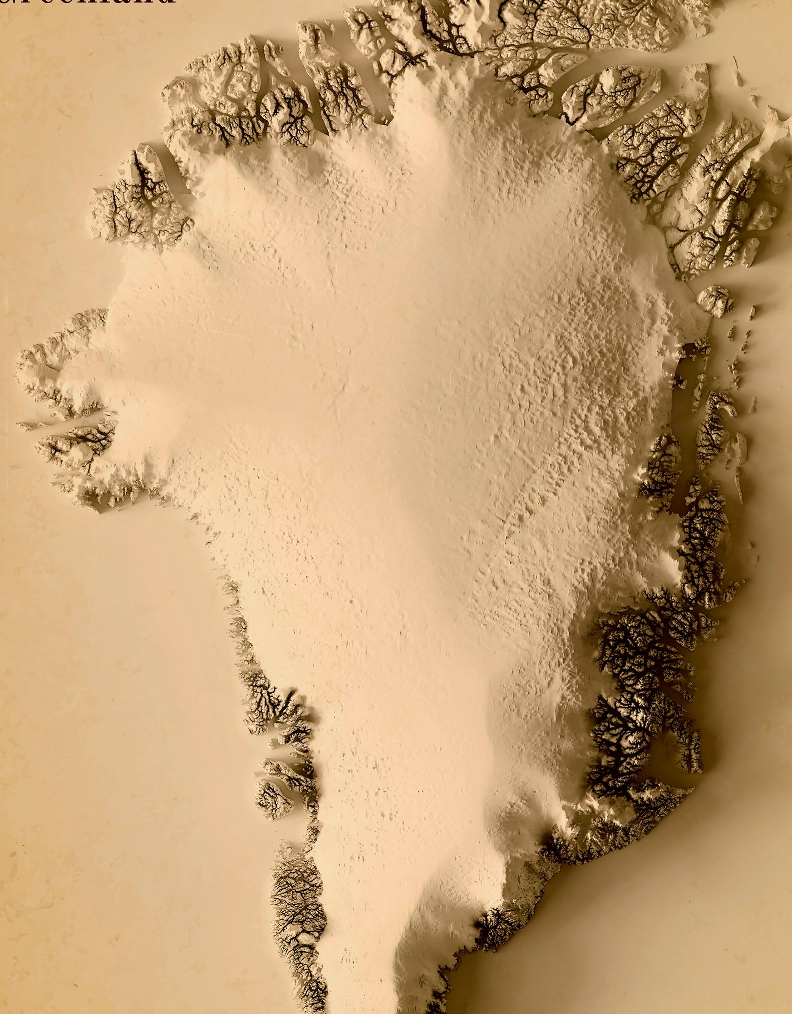 Image showing a vintage relief map of Greenland