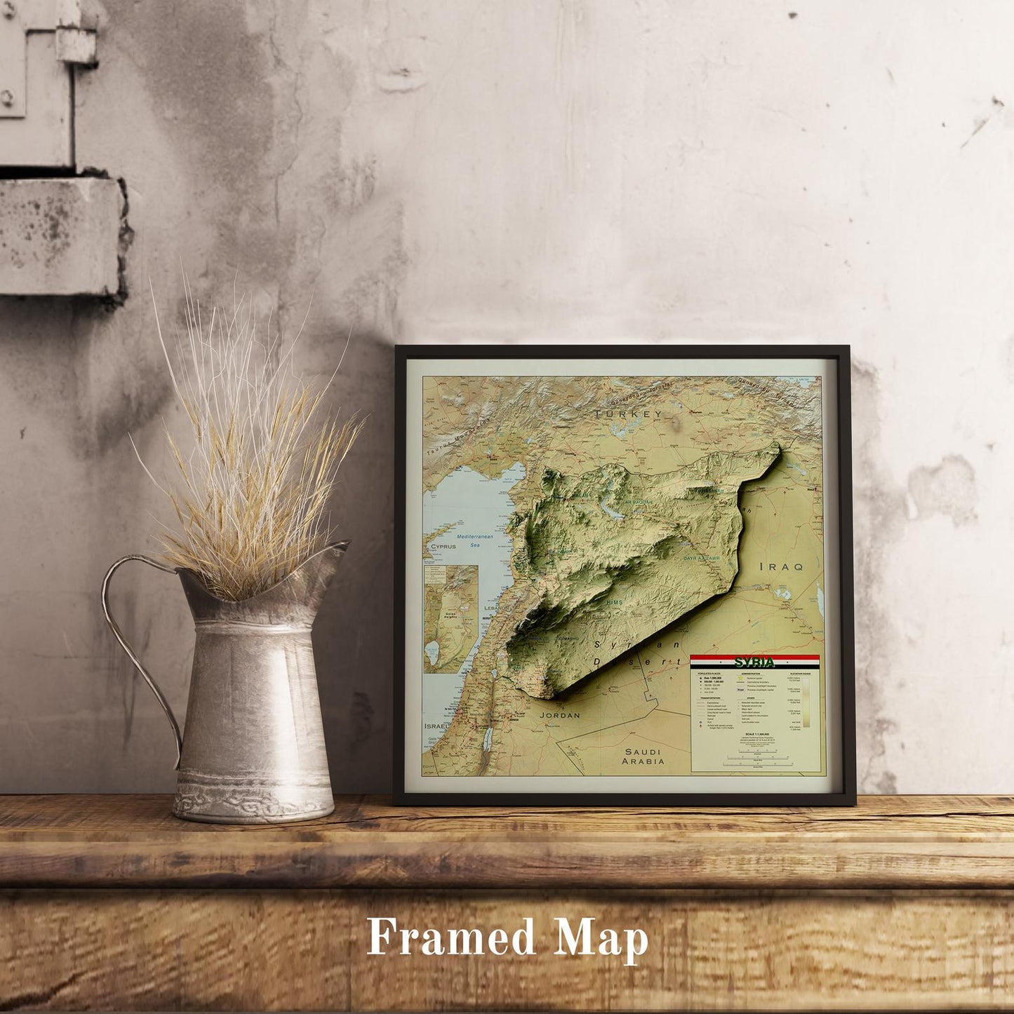 Image showing a vintage relief map of Syria