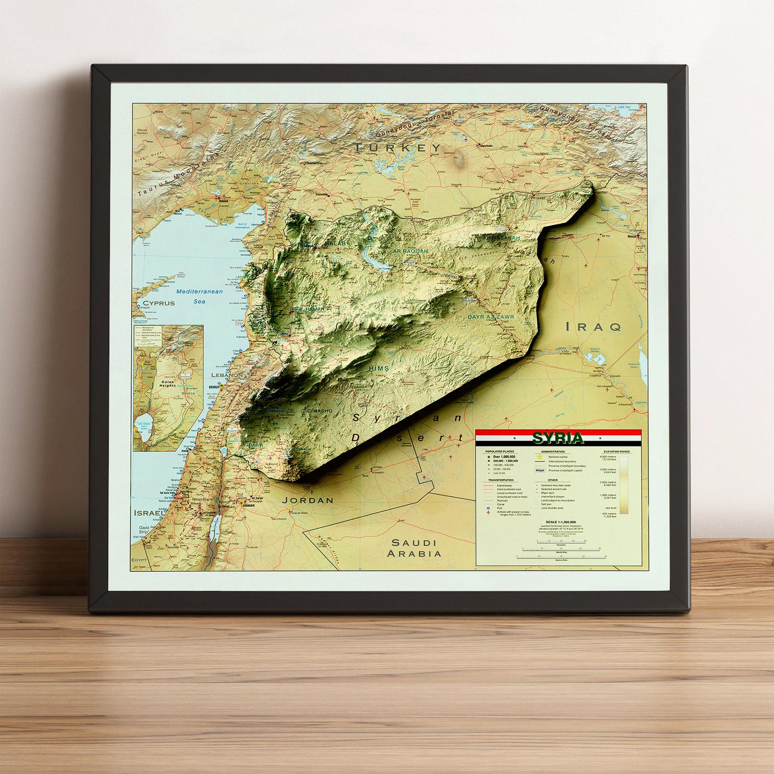 Image showing a vintage relief map of Syria