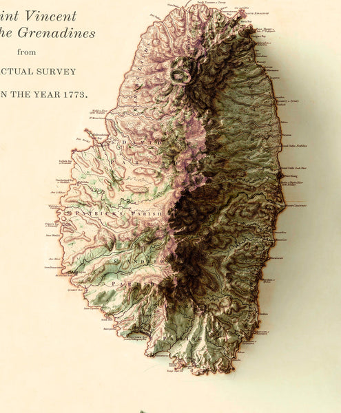Image showing a vintage relief map of Saint Vincent and the Grenadines