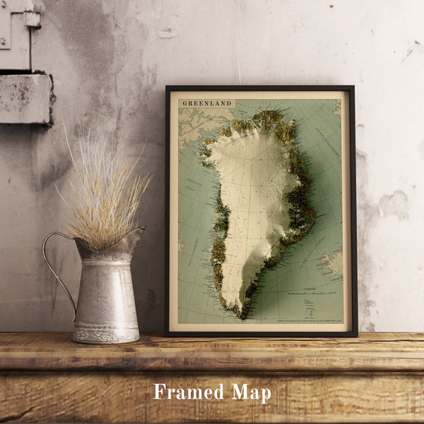 Image showing a vintage relief map of Greenland