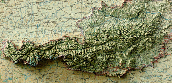 Image showing a vintage relief map of Austria