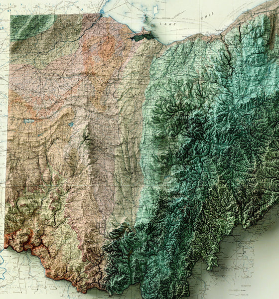 Image showing a vintage relief map of Ohio