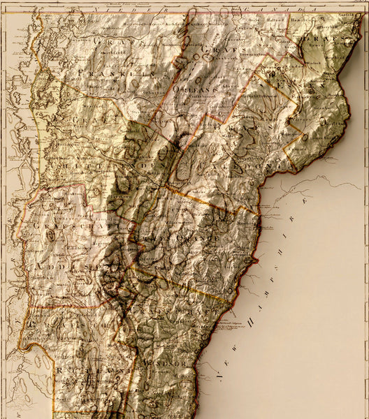 Image showing a vintage relief map of Vermont