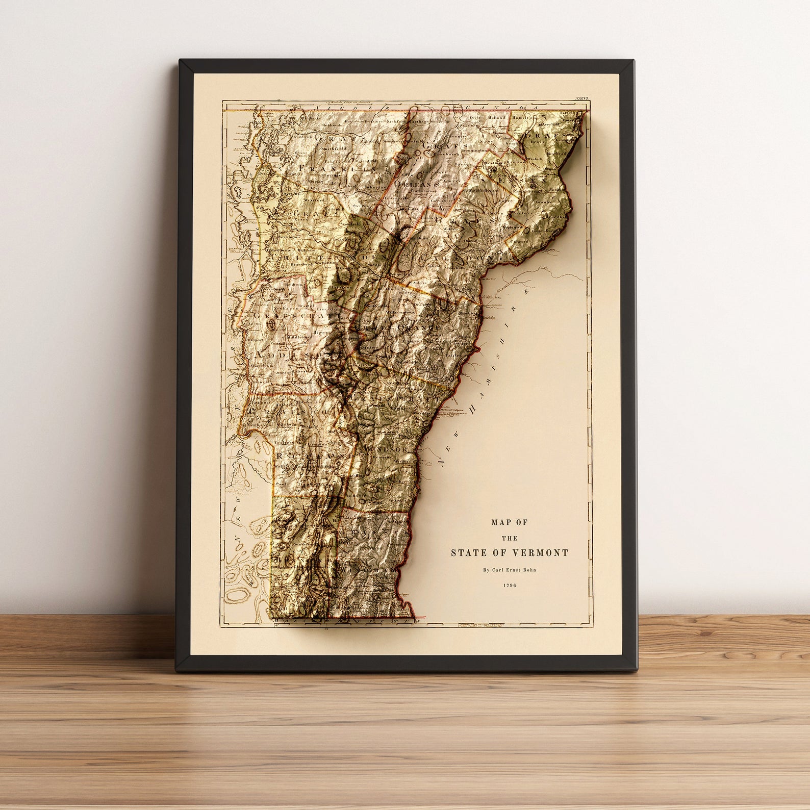 Image showing a vintage relief map of Vermont