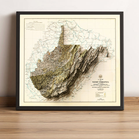 Image showing a vintage relief map of West Virginia