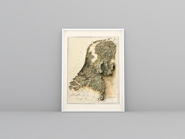 Image showing a vintage relief map of the Netherland