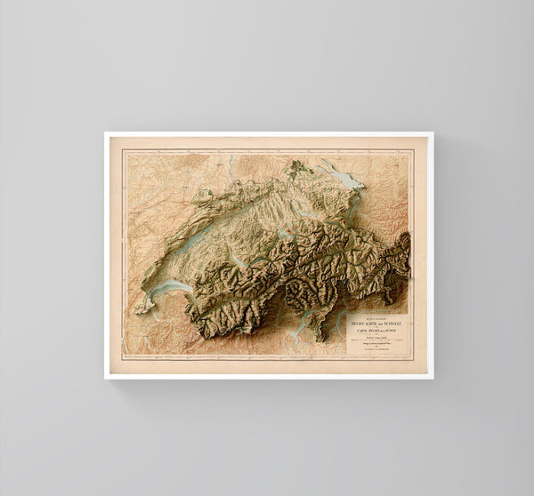 Image showing a vintage relief map of Switzerland