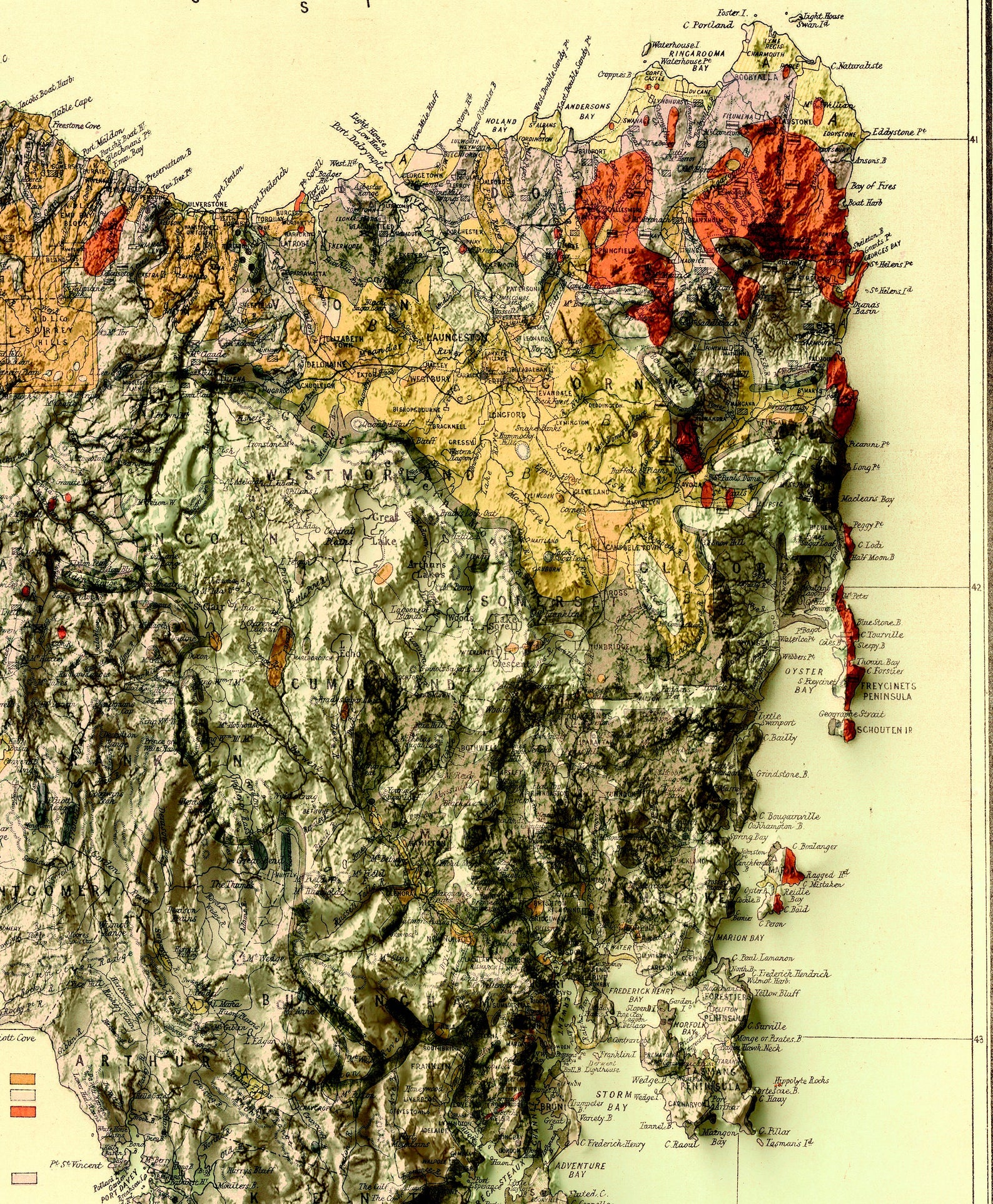 Image showing a vintage relief map of Tasmania, Australia