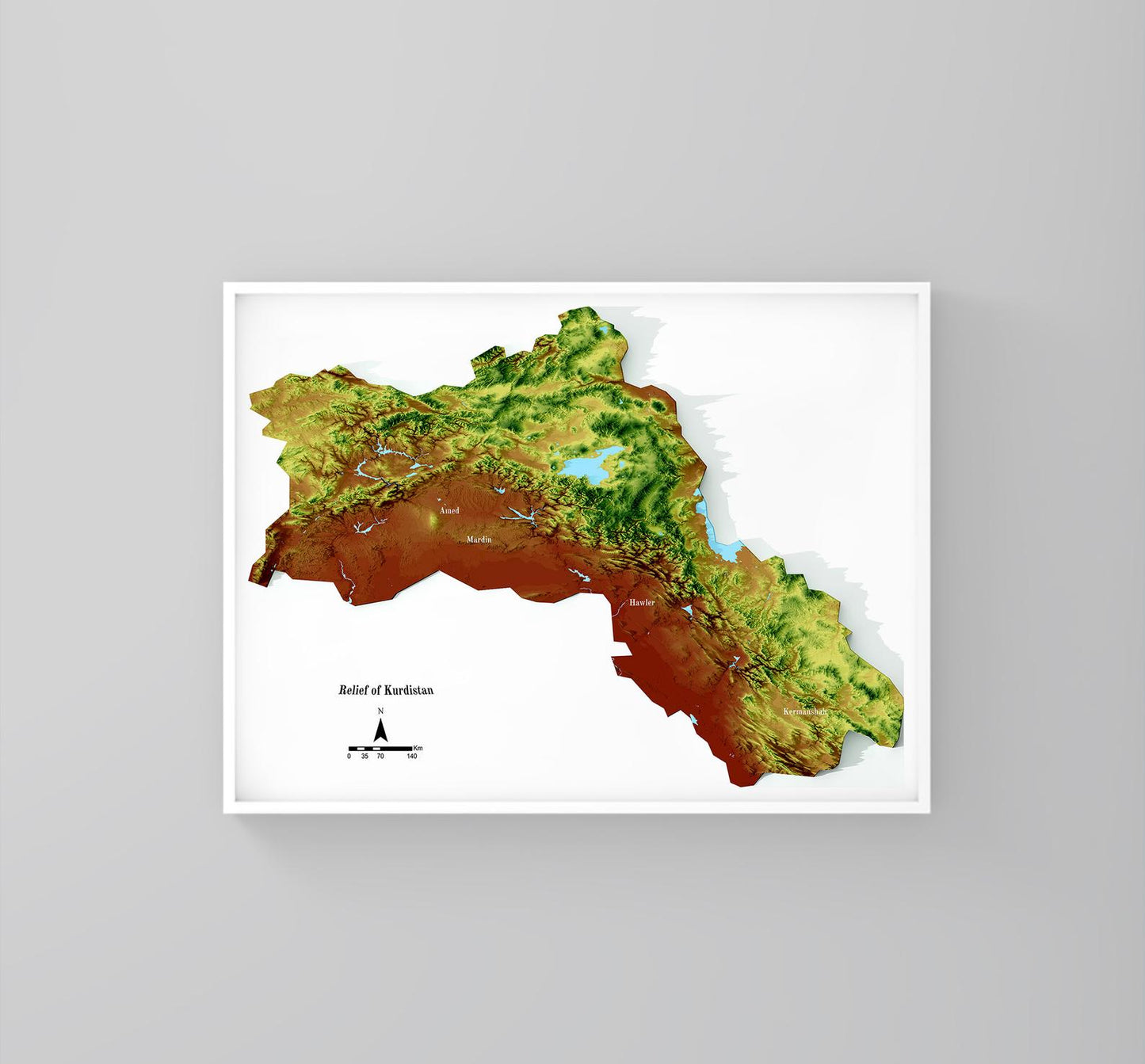 Image showing a vintage relief map of Kurdistan