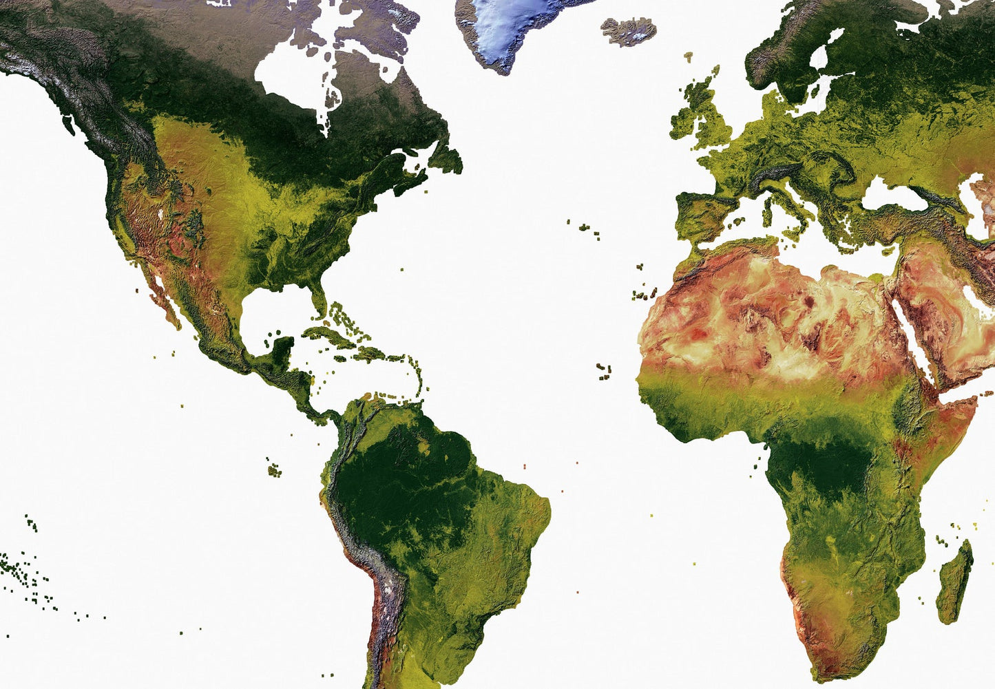 Image showing a vintage relief world map