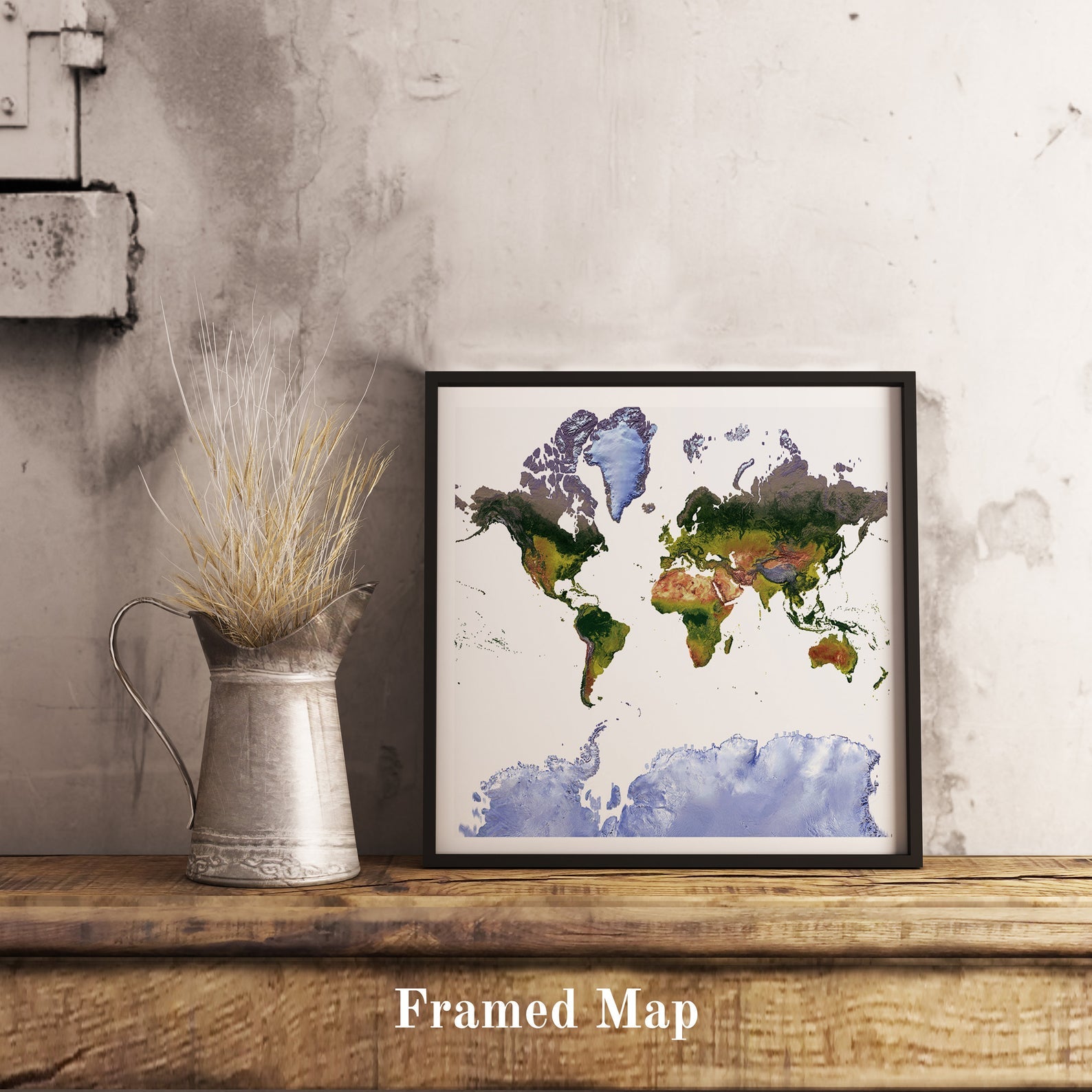 Image showing a vintage relief world map