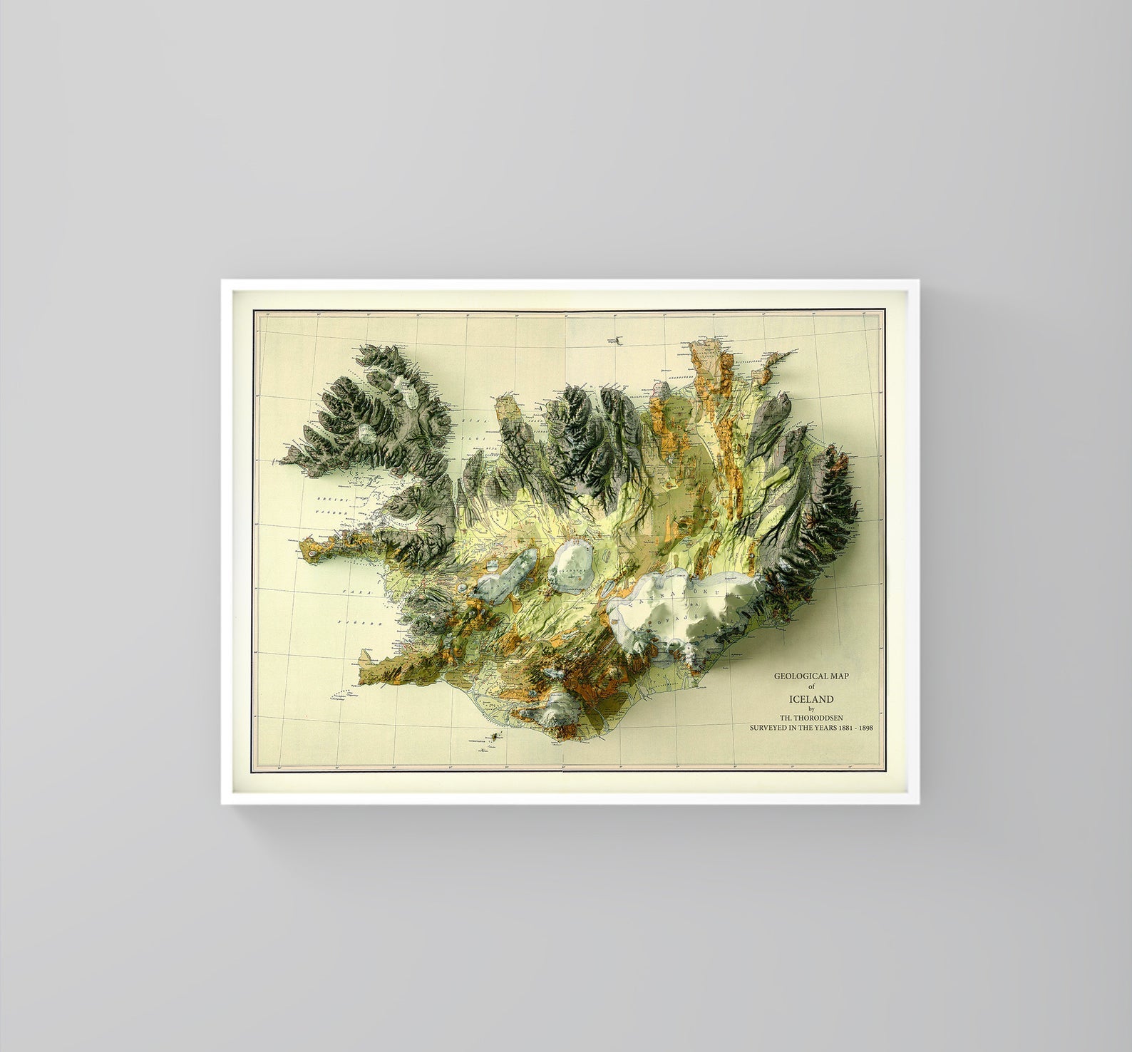 Image showing a vintage relief map of Iceland