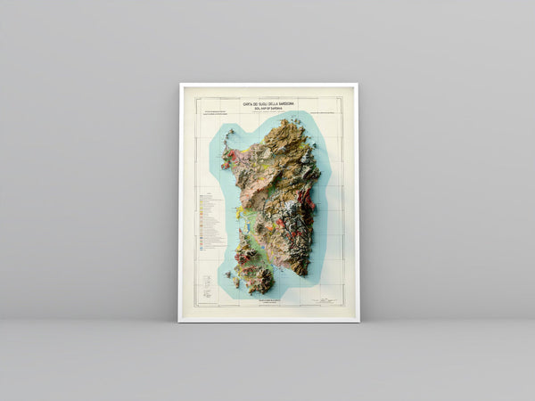 Image showing a vintage relief map of Sardinia, Italy