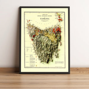 Image showing a vintage relief map of Tasmania, Australia