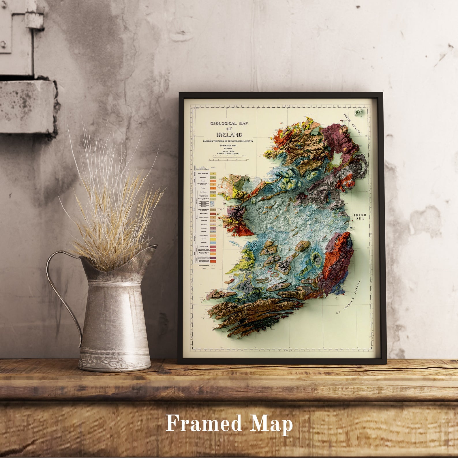 Image showing a vintage relief map of Ireland