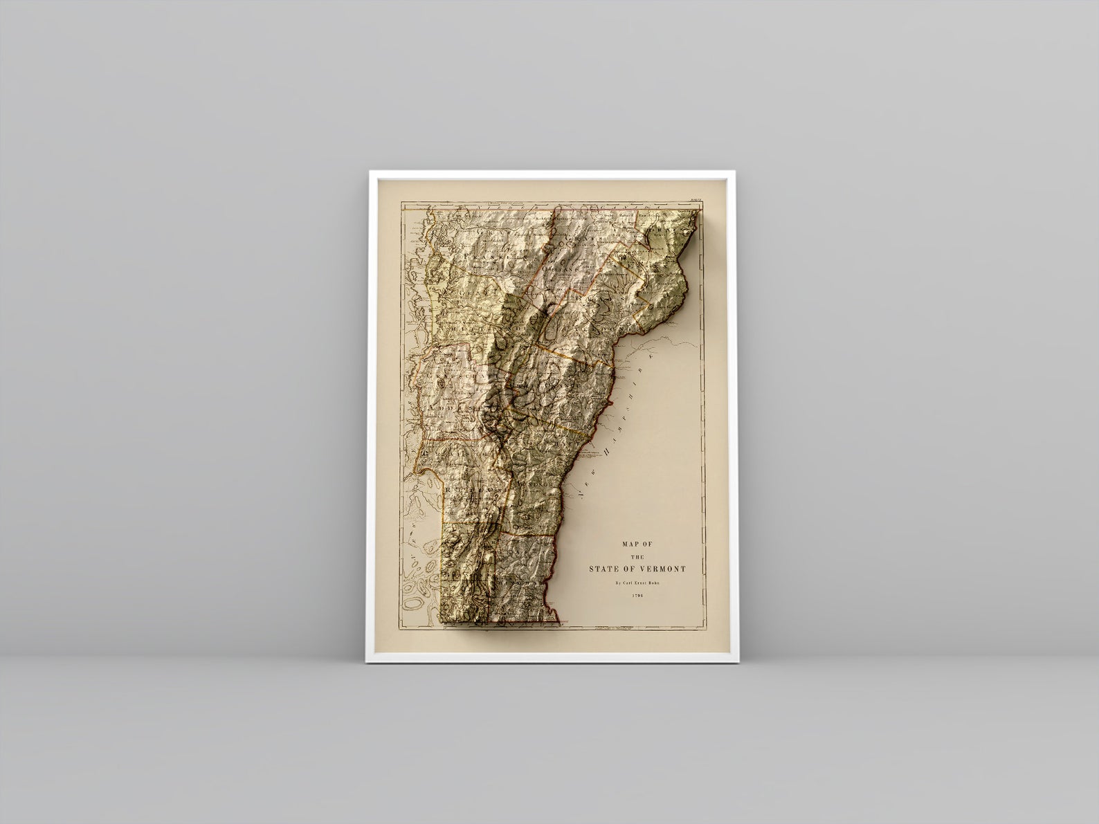 Image showing a vintage relief map of Vermont