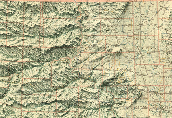 Image showing a vintage relief map of South Dakota