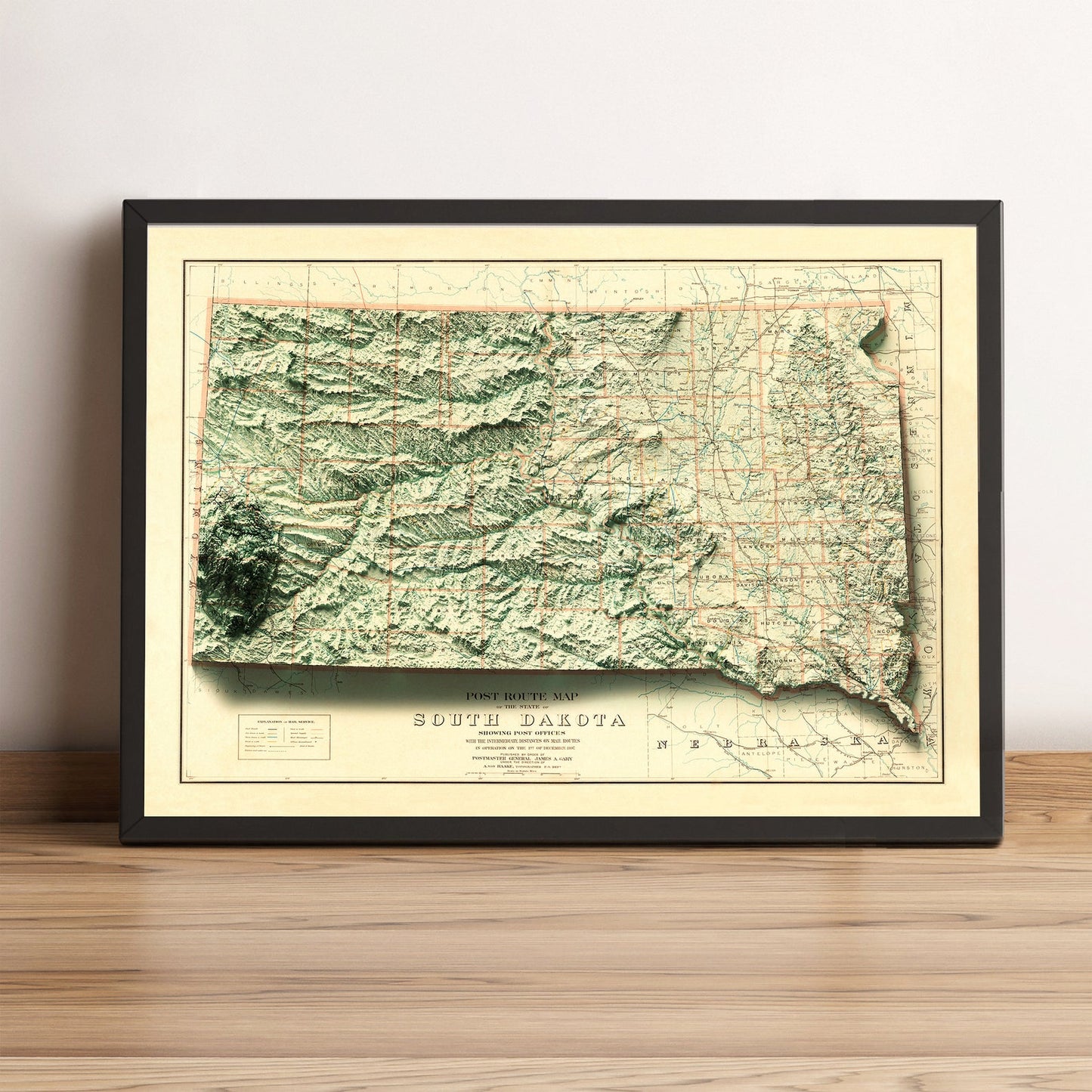 Image showing a vintage relief map of South Dakota