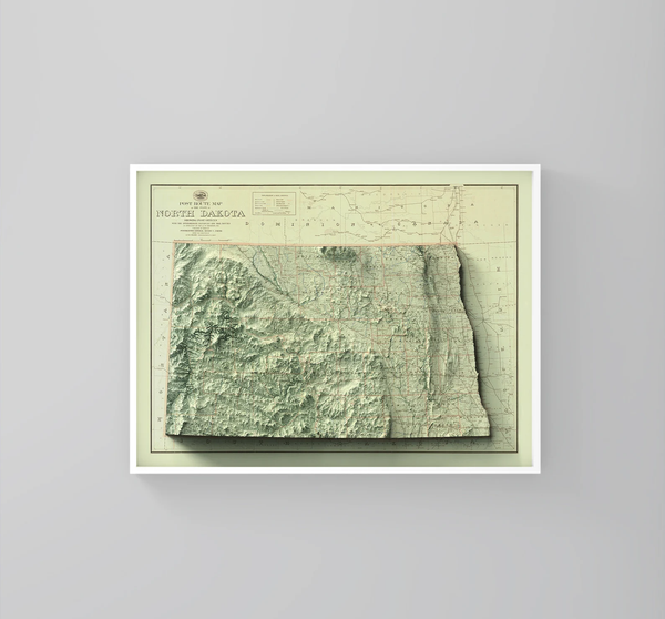 Image showing a vintage relief map of North Dakota