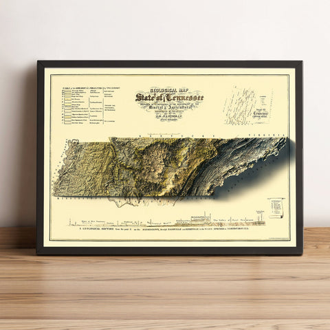Image showing a vintage relief map of Tennessee
