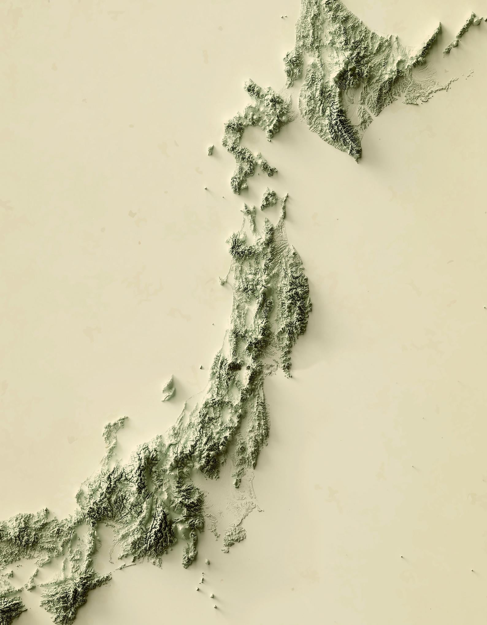 Image showing a vintage relief map of Japan