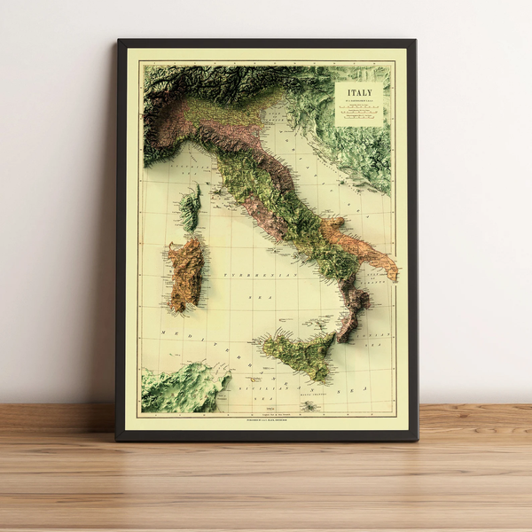Image showing a vintage relief map of Italy