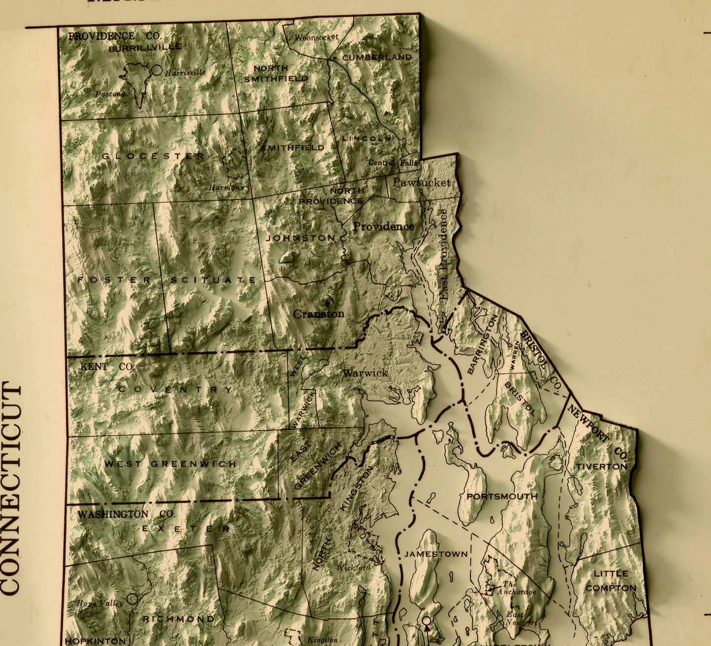 Image showing a vintage relief map of Rhode Island