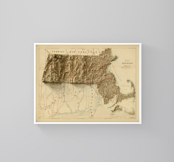 Image showing a vintage relief of Massachusetts