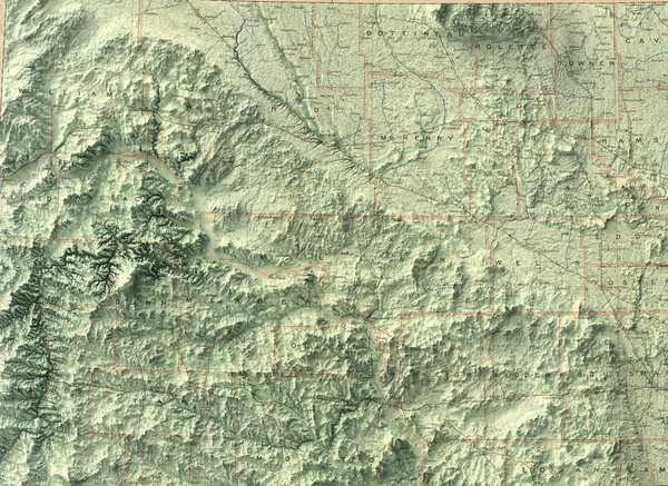 Image showing a vintage relief map of North Dakota