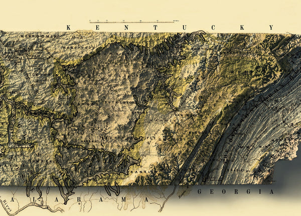 Image showing a vintage relief map of Tennessee