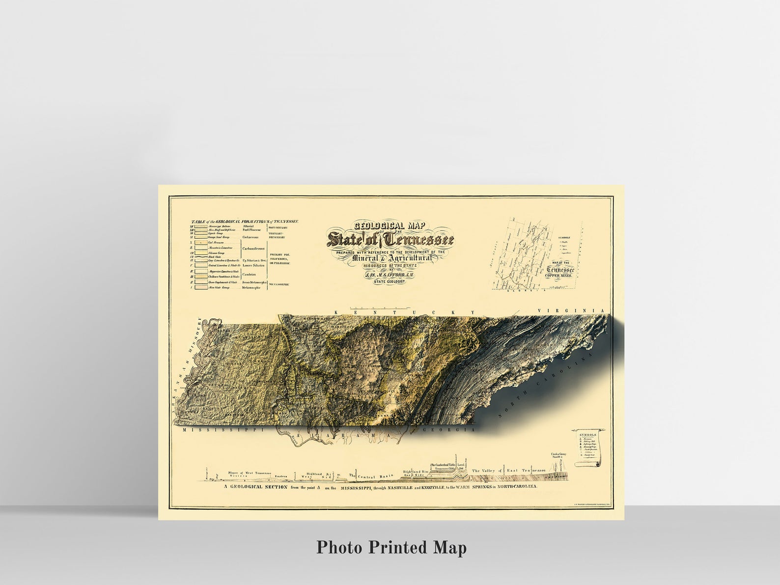 Image showing a vintage relief map of Tennessee