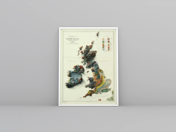 Image showing a vintage relief map of British Islands and United Kingdom