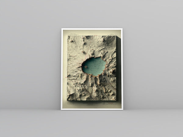 Image showing a vintage relief map of the Crater Lake, Oregon