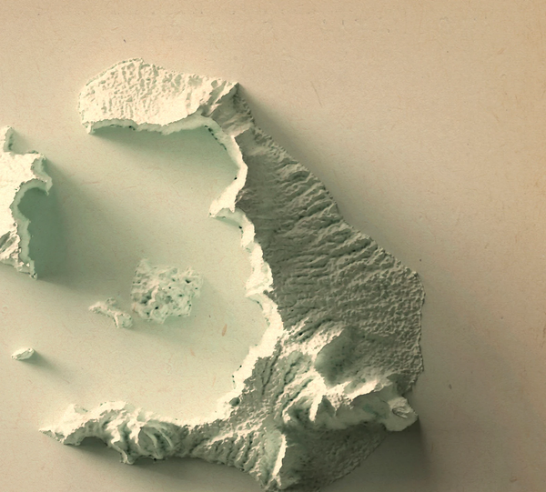 Image showing a vintage relief map of Santorini, Greece